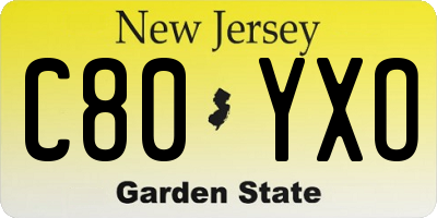 NJ license plate C80YXO
