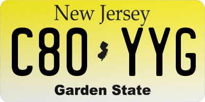 NJ license plate C80YYG
