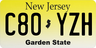 NJ license plate C80YZH