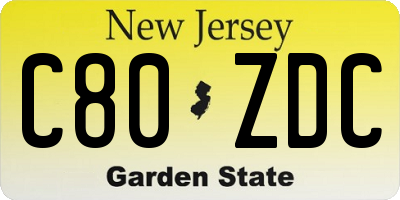 NJ license plate C80ZDC