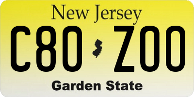 NJ license plate C80ZOO