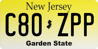 NJ license plate C80ZPP