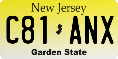 NJ license plate C81ANX