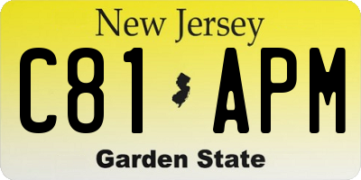 NJ license plate C81APM