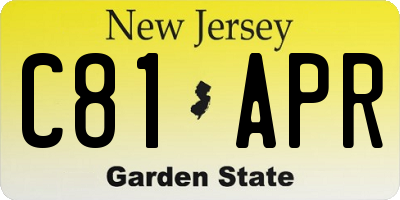 NJ license plate C81APR