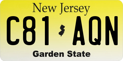 NJ license plate C81AQN
