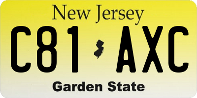NJ license plate C81AXC