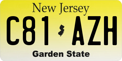 NJ license plate C81AZH