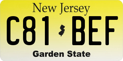 NJ license plate C81BEF