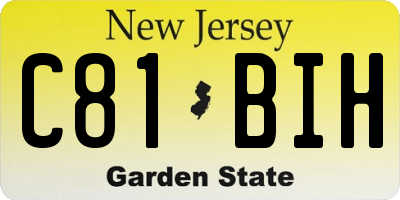 NJ license plate C81BIH