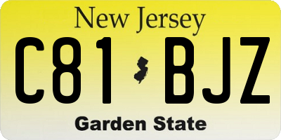NJ license plate C81BJZ
