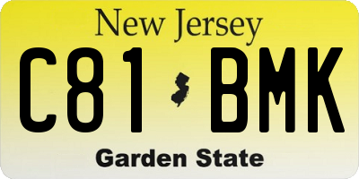 NJ license plate C81BMK