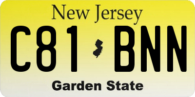 NJ license plate C81BNN