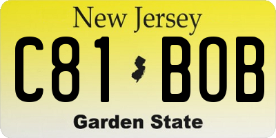 NJ license plate C81BOB