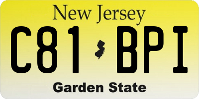 NJ license plate C81BPI