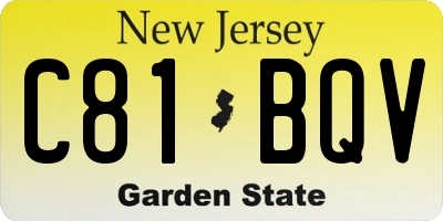 NJ license plate C81BQV