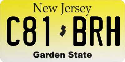 NJ license plate C81BRH