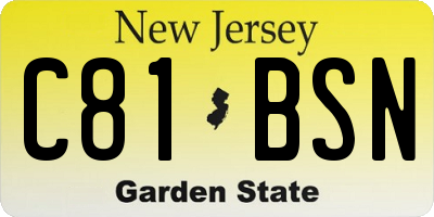 NJ license plate C81BSN