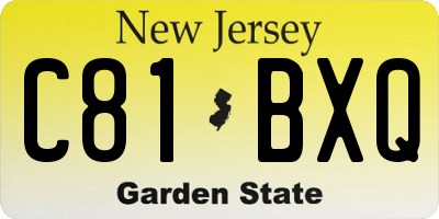 NJ license plate C81BXQ