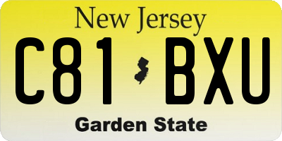 NJ license plate C81BXU