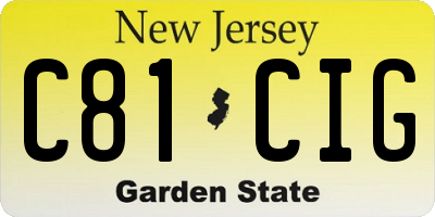 NJ license plate C81CIG