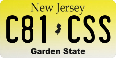 NJ license plate C81CSS