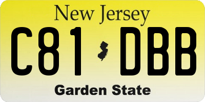 NJ license plate C81DBB