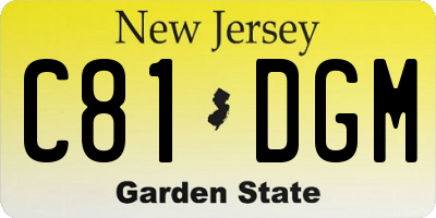 NJ license plate C81DGM