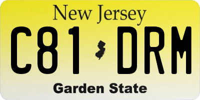 NJ license plate C81DRM