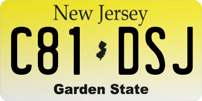 NJ license plate C81DSJ