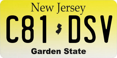 NJ license plate C81DSV