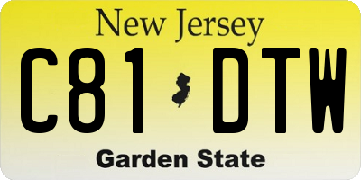 NJ license plate C81DTW