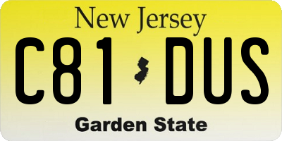 NJ license plate C81DUS