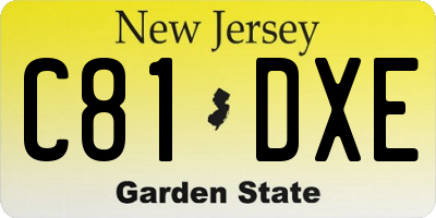 NJ license plate C81DXE