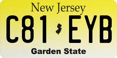 NJ license plate C81EYB