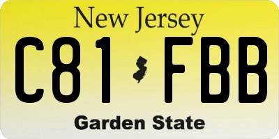 NJ license plate C81FBB