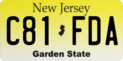 NJ license plate C81FDA
