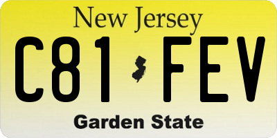 NJ license plate C81FEV