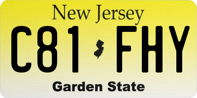 NJ license plate C81FHY