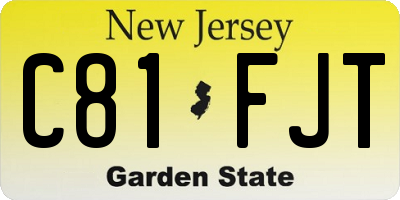 NJ license plate C81FJT