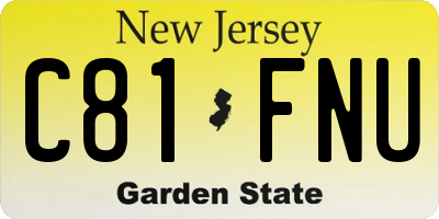 NJ license plate C81FNU