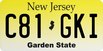 NJ license plate C81GKI