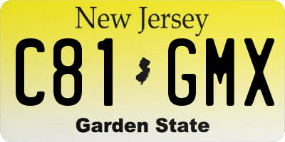 NJ license plate C81GMX