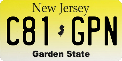 NJ license plate C81GPN