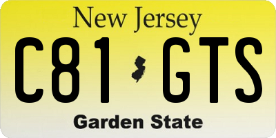 NJ license plate C81GTS