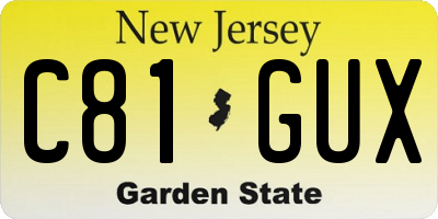 NJ license plate C81GUX