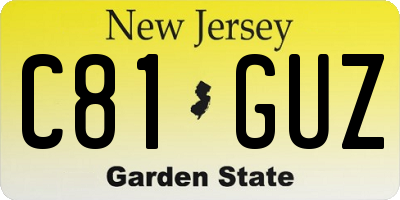 NJ license plate C81GUZ