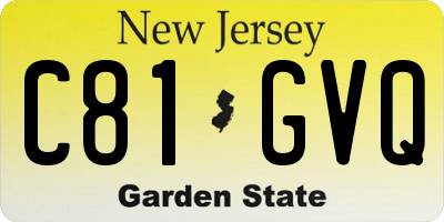 NJ license plate C81GVQ