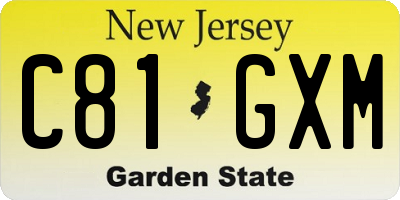 NJ license plate C81GXM