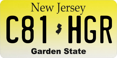 NJ license plate C81HGR